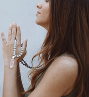 mala beads, mala necklace, labradorite, aquamarine, pyrite, clear quartz